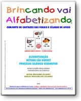 BRINCANDO VAI ALFABETIZANDO - CONJUNTO DE CARTAZES DAS VOGAIS E SÍLABAS DE APOIO - VERSÃO COLORIDA